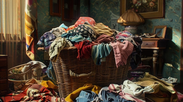 Overflowing laundry basket