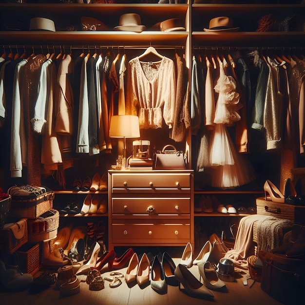 overflowing wardrobe