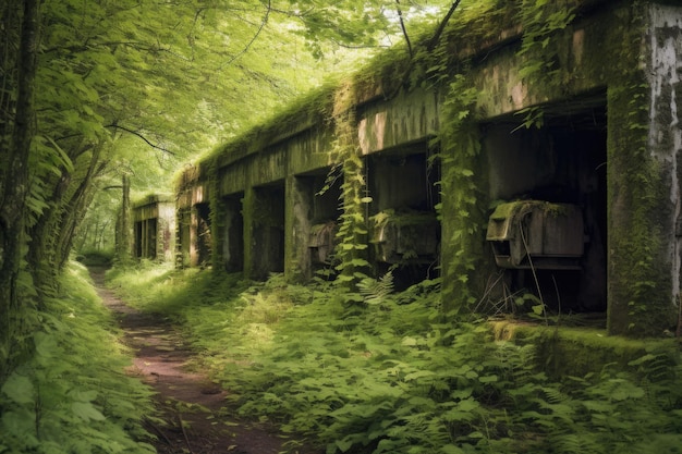 Overgrown ammunition storage bunkers created with generative ai