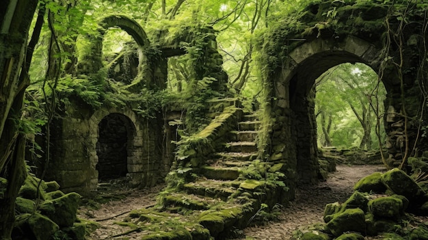 Overgrown Ruins in Forest