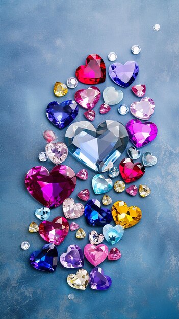 Photo an overhead composition of sparkling gemstones