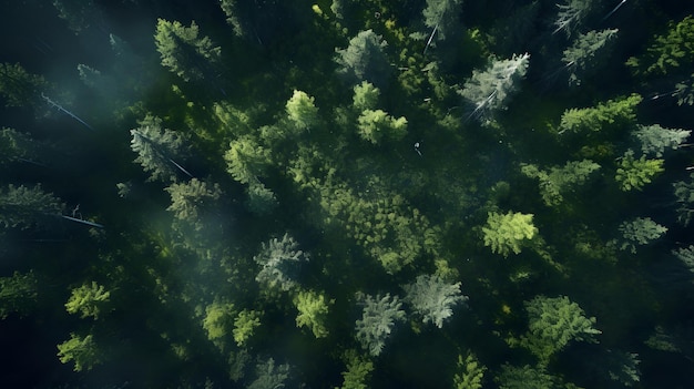 Overhead Perspective Sunlit Forest