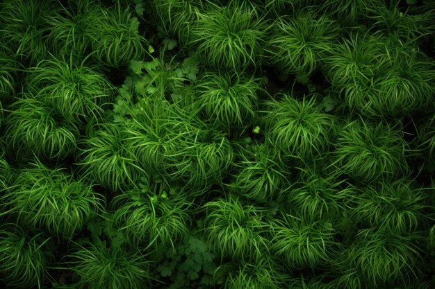 Overhead shot of an onion patch showing dense green foliage