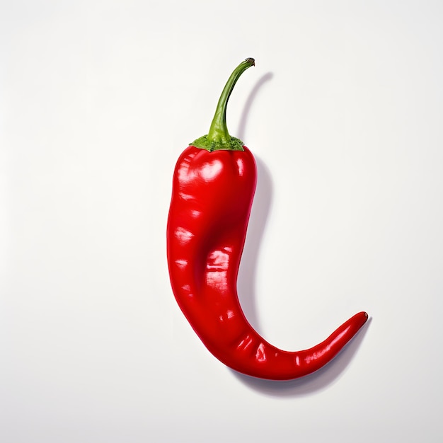 Overhead Shot of Red Chili on a White Background