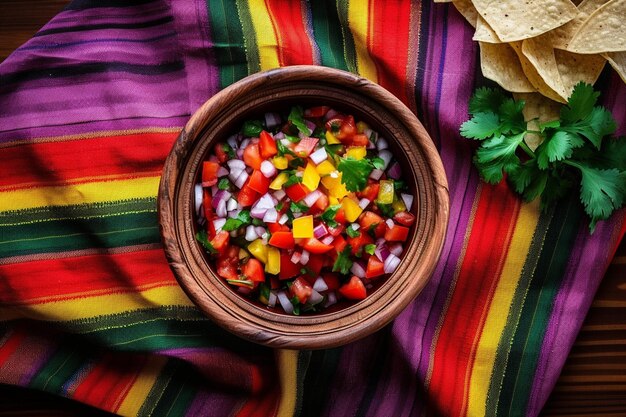 Foto una foto dall'alto di una donna che lancia gli ingredienti della salsa