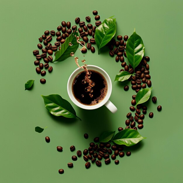 Photo overhead view of a cup of coffee