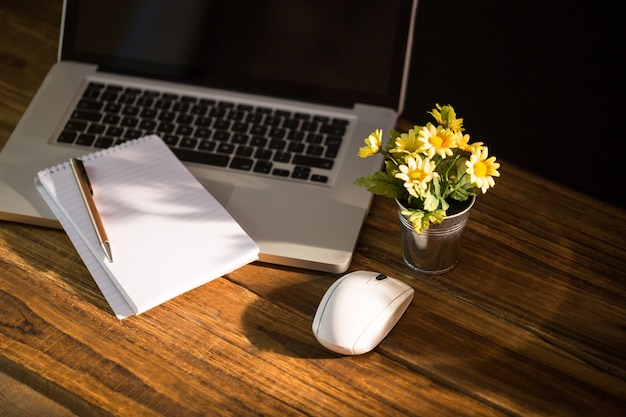 Overhead view of an desk