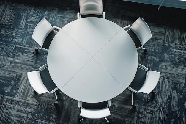 Photo overhead view of an empty office conference boardroom table