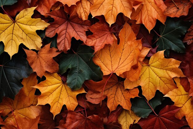 Overhead view of leaves with ample copy space