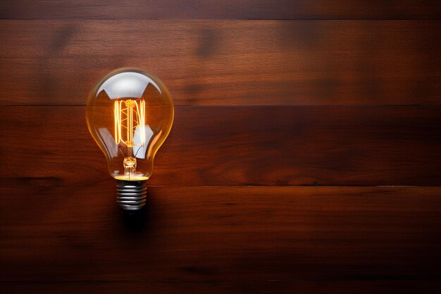 Overhead View Light Bulb on Table Top Artistic Rendering