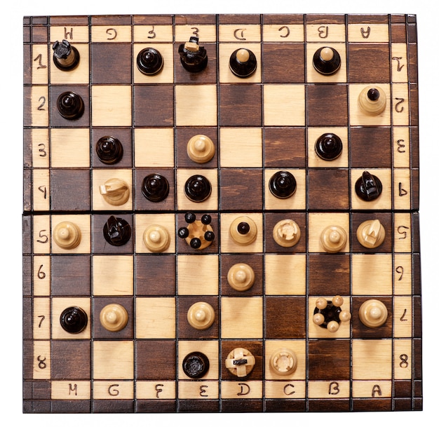 Фото Вид сверху на шахматный матч