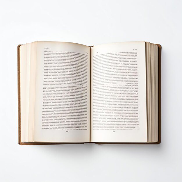 Фото Вид с высоты открытой книги с пустыми белыми страницами композиция ноутбука для каталожных журналов