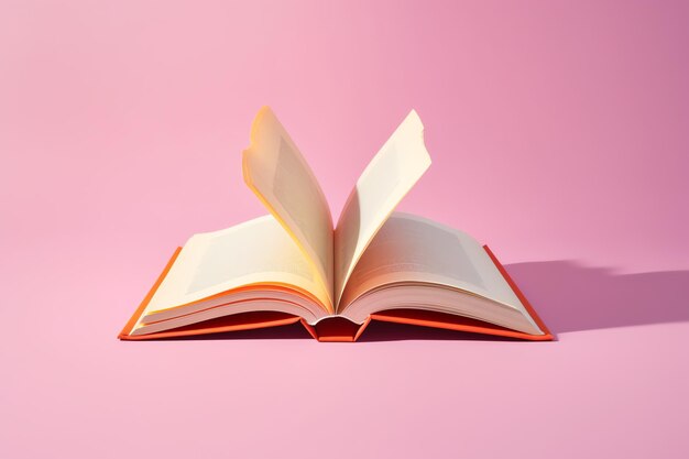 Photo overhead view of open book with empty blank white pages notebook composition for catalog magazines