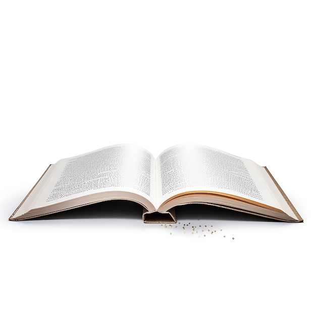 Photo overhead view of open book with empty blank white pages notebook composition for catalog magazines