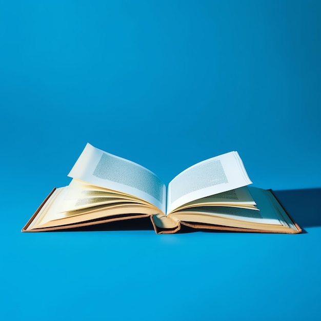 Overhead view of open book with empty blank white pages Notebook composition for catalog magazines