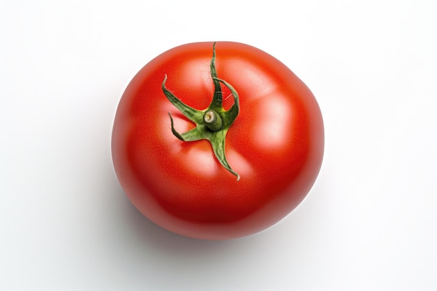 Overhead View A Red Tomato on a White Surface