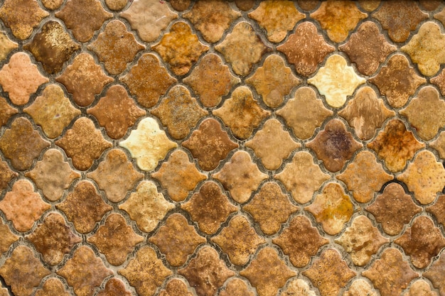 Overhead view of vintage stone pavement outdoors