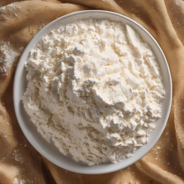 Overhead view of white flour