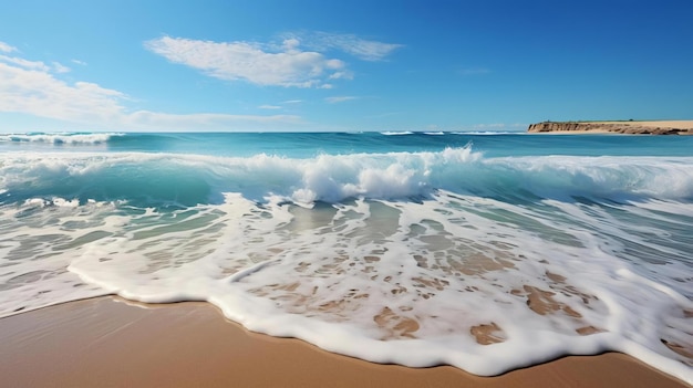 Overheadfoto van botsende golven op het kustlijnstrand Tropische strandsurfen Abstracte luchtzee