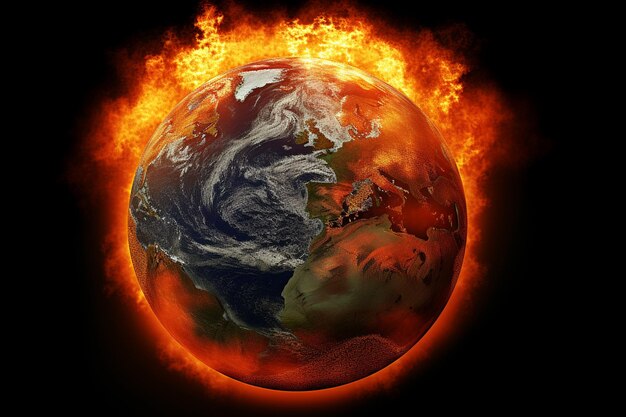 Photo overheating planet earth global warming campaign mixed media