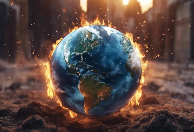 Photo overheating planet earth global warming