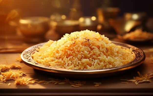 Overheerlijke Biryani-verrukking op een bord Generatief van Ai