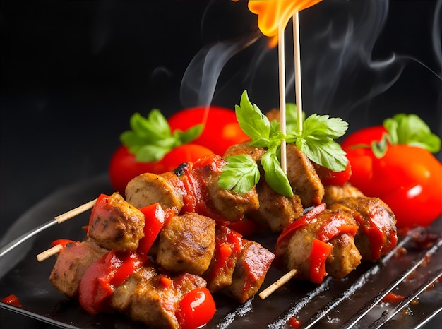 Overheerlijke shish kebab met een vleugje kruiden