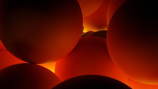 Overlapped hot red ball pile (3D Rendering)