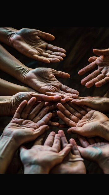 Overlapping hands showing unity in diversity