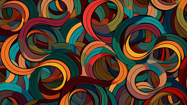 Overlapping and interlocking circles background digital art illustration