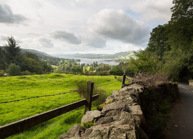 Overlook of Coniston Water in Lake District