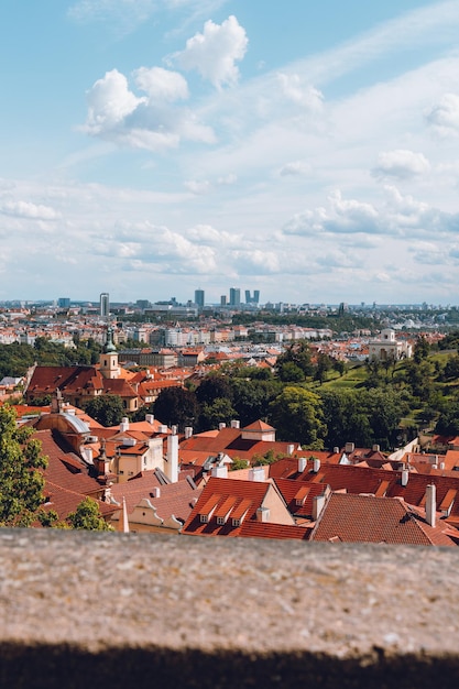 Overlooking the cityscape of Prague