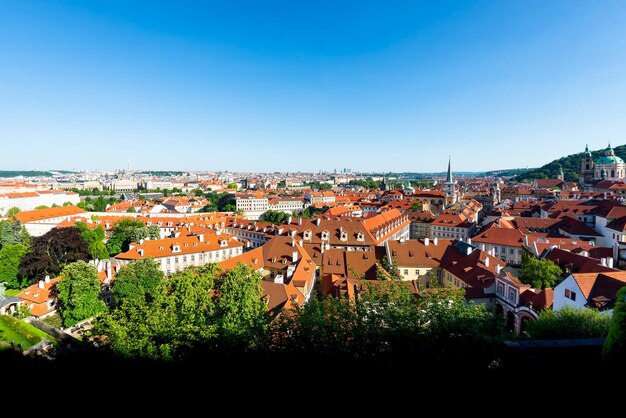 Overlooking Mala Strana Lesser Town district of Prague Czech Republic