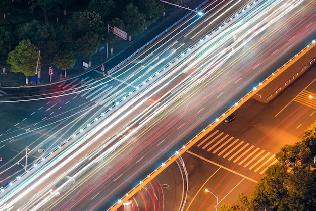 Overpass of the light trails, beautiful curves.