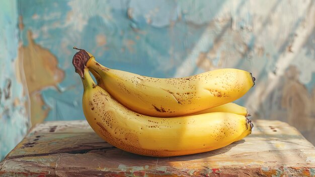 Photo overripe bananas on a wooden surface ai generated