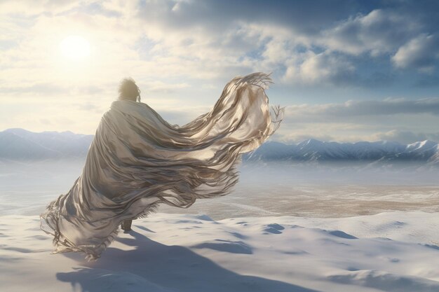 Photo an oversized flowing poncho soaring in the breeze 00680 01