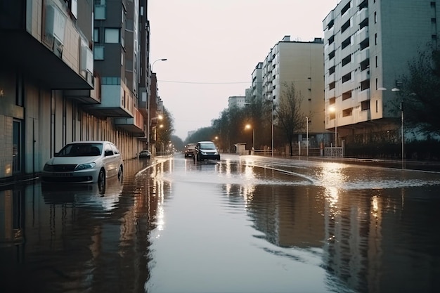 Overstromingen op de stadsstraat Generatieve AI