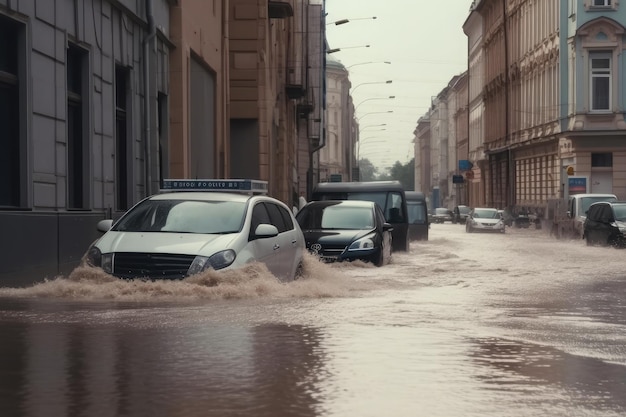 Overstromingen op de stadsstraat Generatieve AI