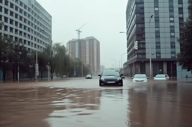 Overstromingen op de stadsstraat Generatieve AI