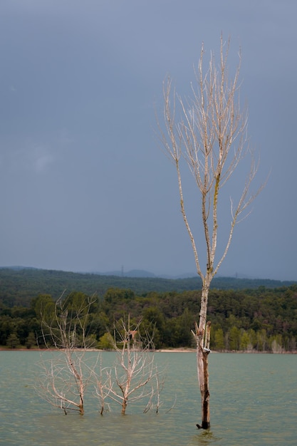 Overstromingen op het Spaanse meer Sau in Catalonië.