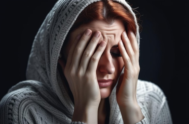overstuur blanke vrouw schreeuwt huilt van pijn shock en emotionele ineenstorting depressie