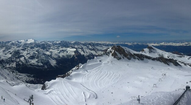 Overview of Austrian ski resort in the Alps