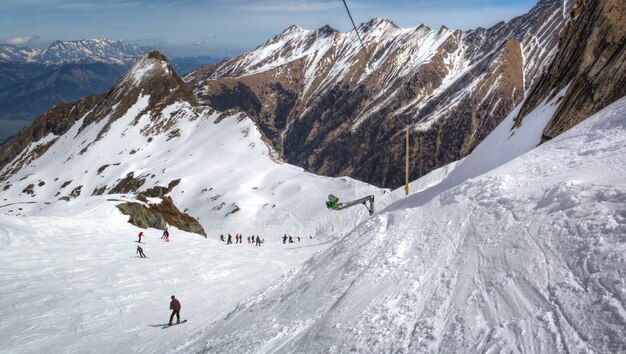 Overview of Austrian ski resort in the Alps