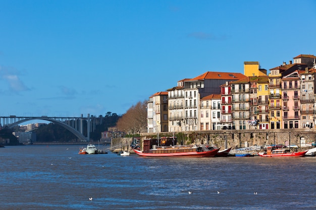 Overview of old town of Porto in Portugal