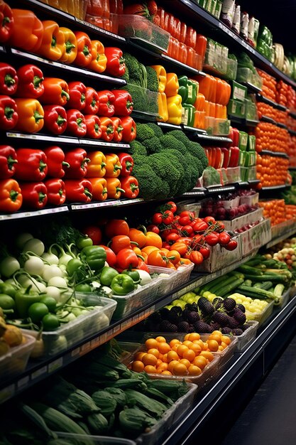 Overvloed aan gezonde voedingskeuzes in de gang van de supermarkt