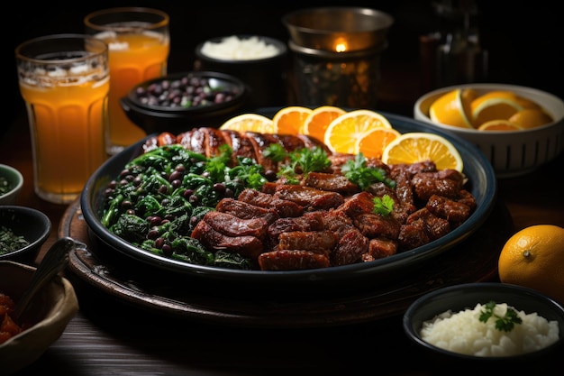 Foto overvloedige feijoada met koude caipirinhas generatieve ia