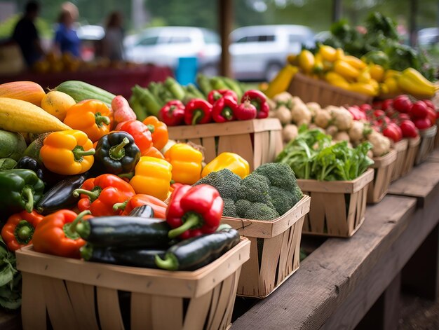 Foto overvolle manden met verse groenten op een boerenmarkt
