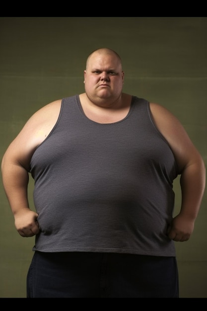 Overweight man Concept of weight gain and unhealthy lifestyle