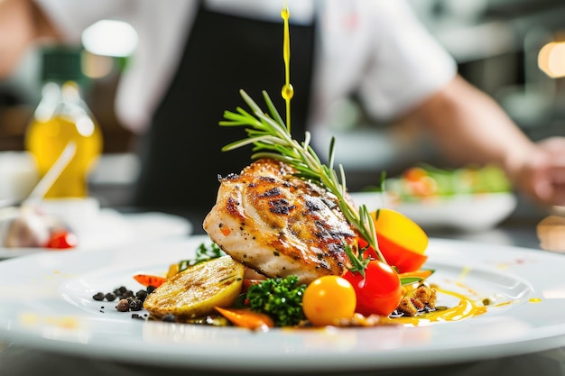 Overweldigende voedselpresentatie culinair meesterwerk vastgelegd in een professionele fotoshoot die smaakpapillen verleidt en culinaire creativiteit inspireert