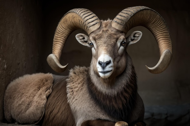 Ovis Amon 大きな角のある雄羊 Argali